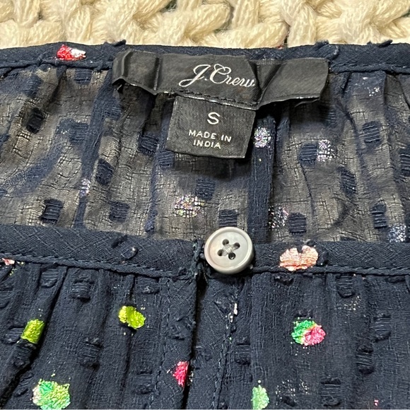 JCrew Popover Blouse Rainbow Clip Dot S - Picture 7 of 8